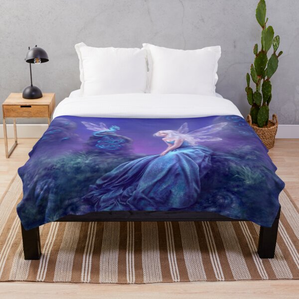 Luminescent Fairy & Dragon Art Throw Blanket