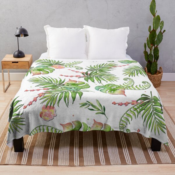 Item preview, Tropical Palm with Coral Flowers Pattern designed and sold by MaplewoodMerch.
