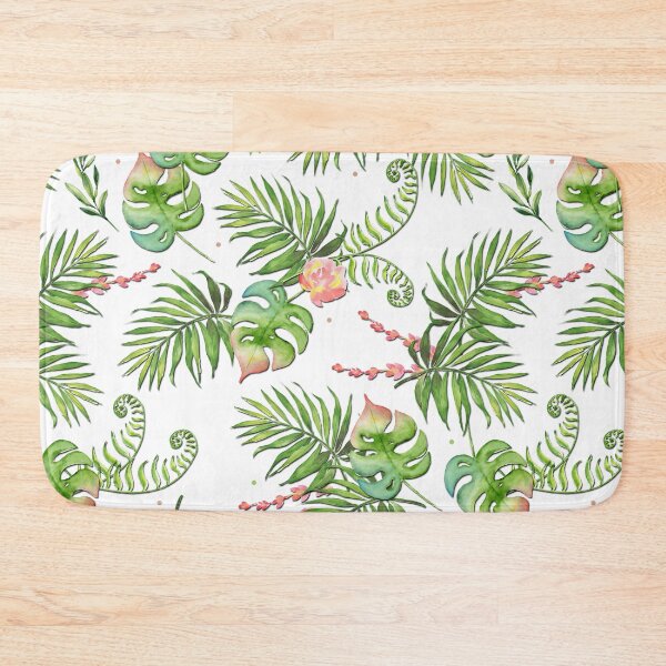 Item preview, Tropical Palm with Coral Flowers Pattern  designed and sold by MaplewoodMerch.