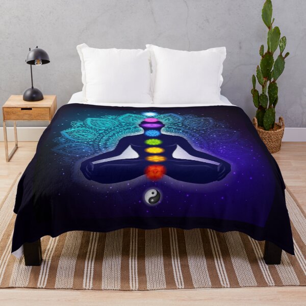 Item preview, Meditating human in lotus pose. Yoga - 9 chakras and aura glow. Mandala background. designed and sold by Reamolko.
