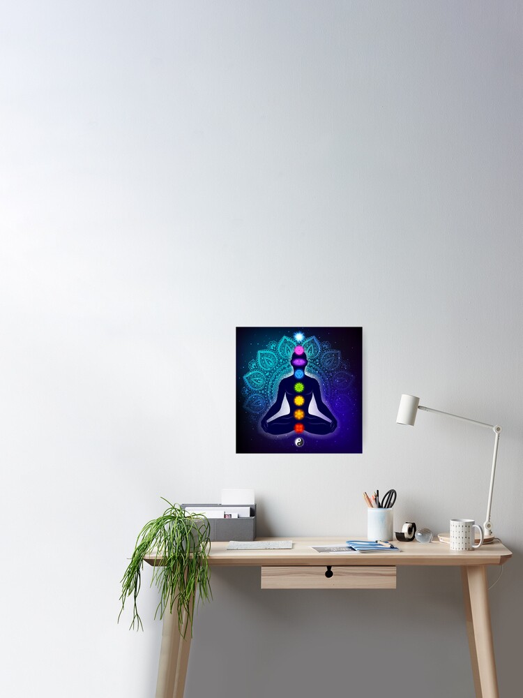 Meditating woman in lotus pose. Yoga illustration. Shiny mandala and stars  background. Tote Bag for Sale by Reamolko