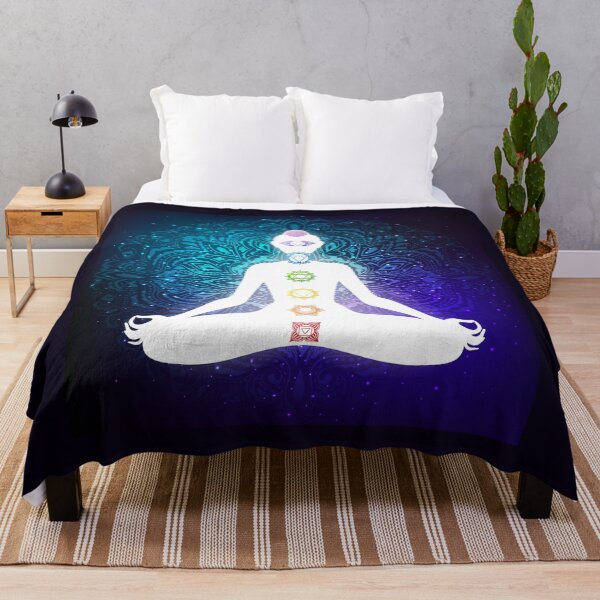 Item preview, Meditating woman in lotus pose. Yoga illustration. Colorful 7 chakras and aura glow. Mandala background. designed and sold by Reamolko.