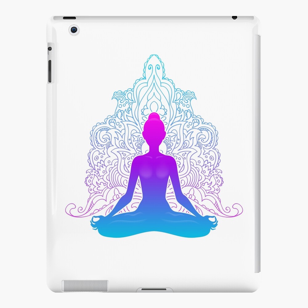 Meditating woman in lotus pose. Yoga illustration. Shiny mandala and stars  background. Tote Bag for Sale by Reamolko