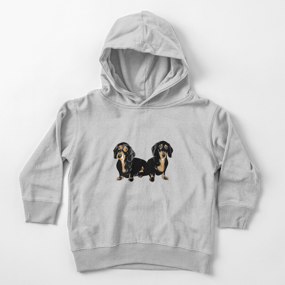 Two Dachshund Puppies Colour Vector Toddler Pullover Hoodie