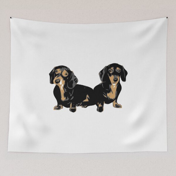 Item preview, Two Dachshund Puppies Colour Vector designed and sold by tribbledesign.
