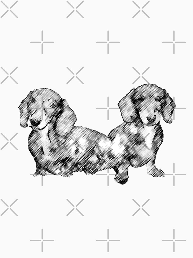 Two Dachshund Puppies Line Drawing Style by tribbledesign