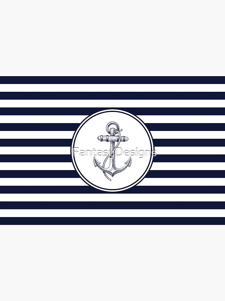 Anchor and Navy Blue Stripes by FantasyDesigns