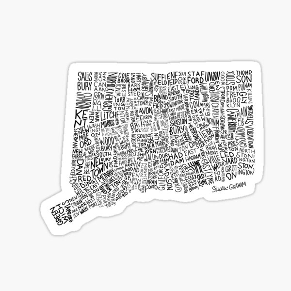 Connecticut Typography Map Sticker