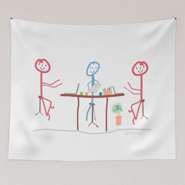 Item preview, Meeting stick figure talk determine team woman man boy girl equality  designed and sold by KlareLinie.