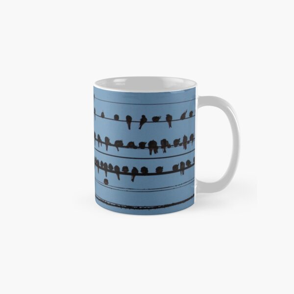 birds on a wire feeling blue Classic Mug