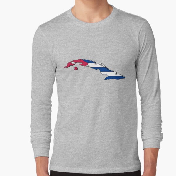 Cuba Map With Cuban Flag Long Sleeve T-Shirt