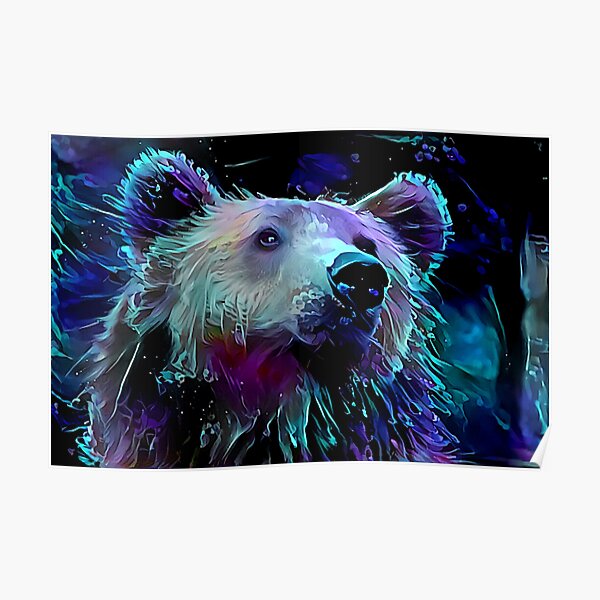Schwarzlicht-Grizzlybär Poster