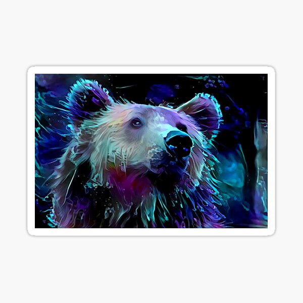 Blacklight Grizzly Bear Sticker