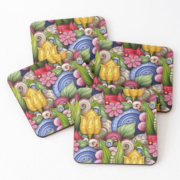 Item preview, Colored Nature Inspired Pattern with Floral Motifs designed and sold by lissantee.
