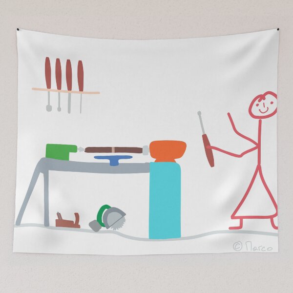Item preview, Woodturning stick figure, wood craft profession job girl woman work designed and sold by KlareLinie.
