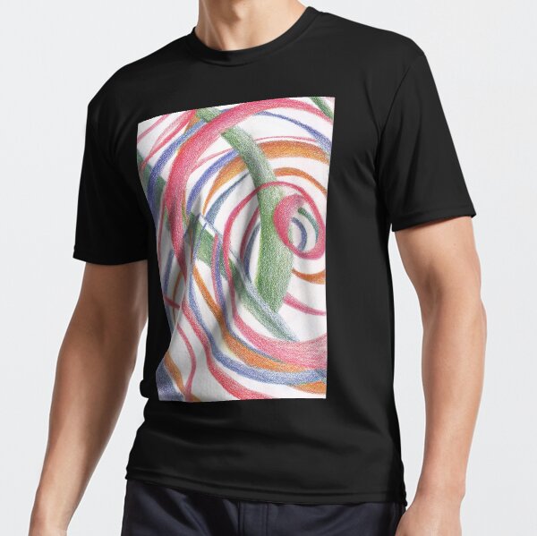 Whirlpool, Colorful Swirls Abstract Drawing by Courtney Hatcher Active T-Shirt