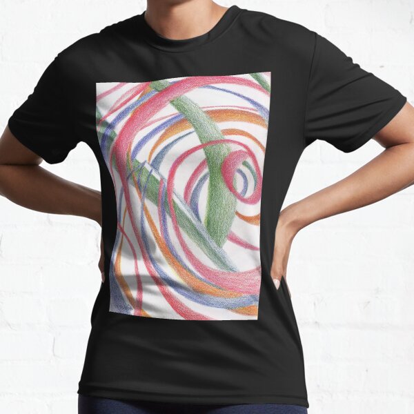 Whirlpool, Colorful Swirls Abstract Drawing by Courtney Hatcher Active T-Shirt