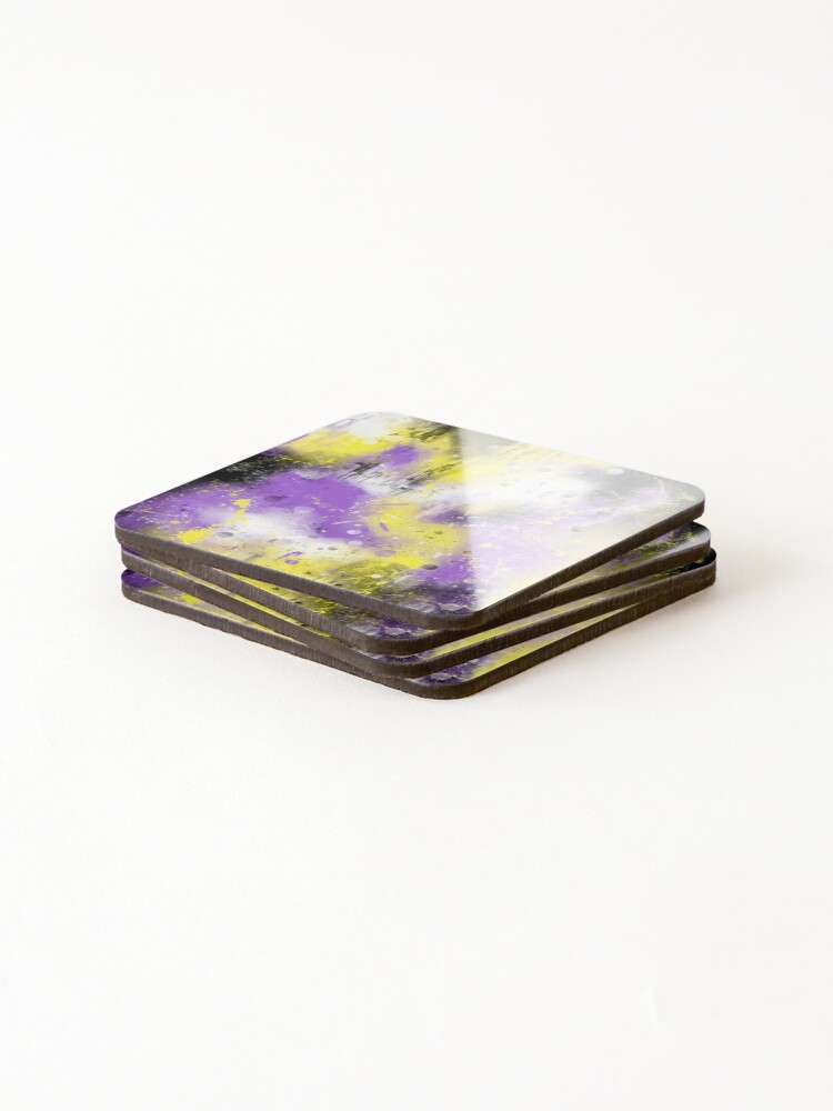 Thumbnail 4 of 5, Coasters (Set of 4), Nonbinary Splatter designed and sold by AceofIntuition.