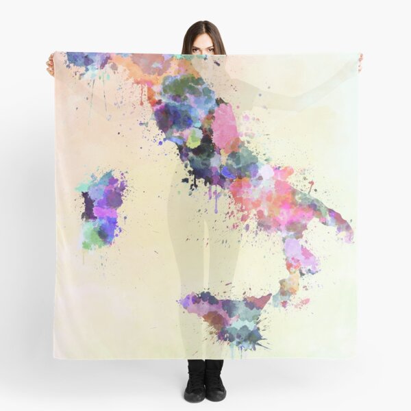 Italy map watercolor style splash Scarf
