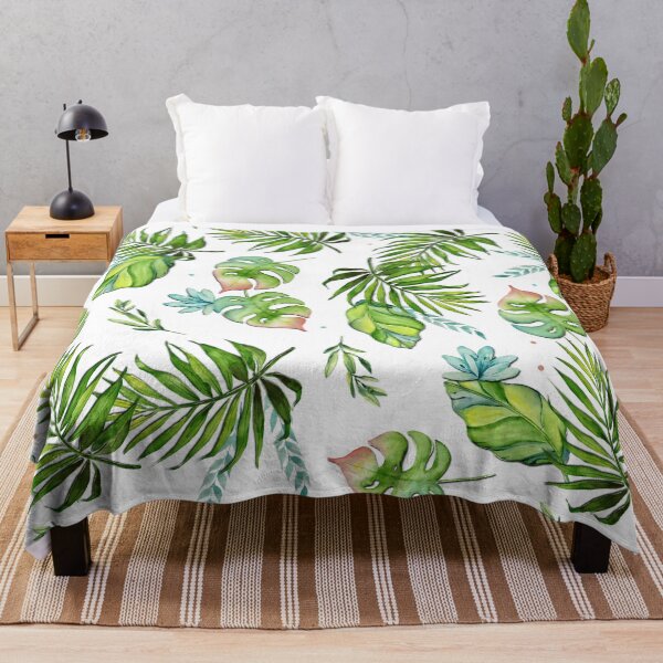 Item preview, Tropical Palm with Blue Flowers Pattern designed and sold by MaplewoodMerch.