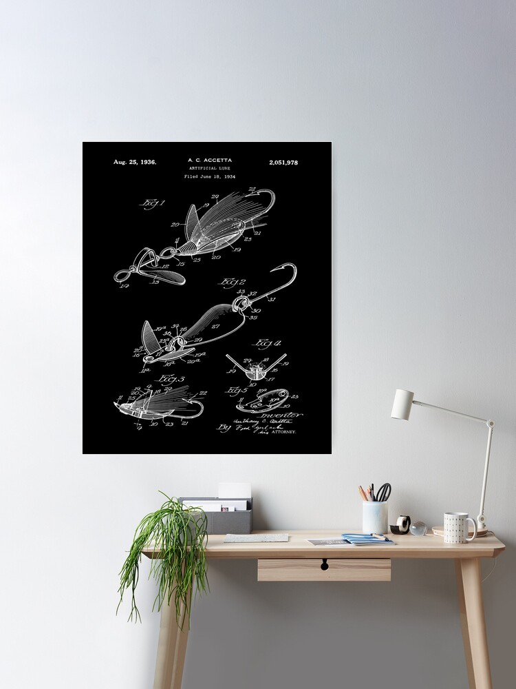 US Patent Prints - 1936 Fishing Lure Blueprint | Art Board Print