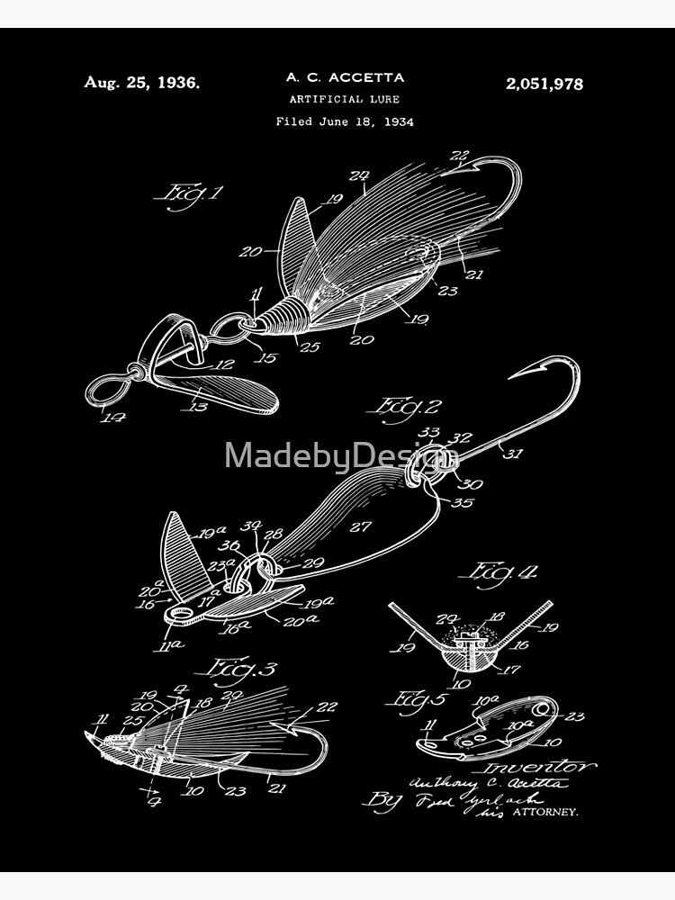 Blueprint Art - Fishing Lure Patent Print 1936 | Photographic Print