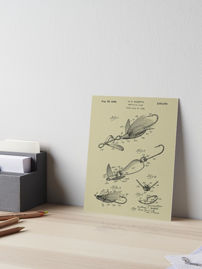 Vintage Fishing Patent Canvas Poster Fishing Tackle Equipment