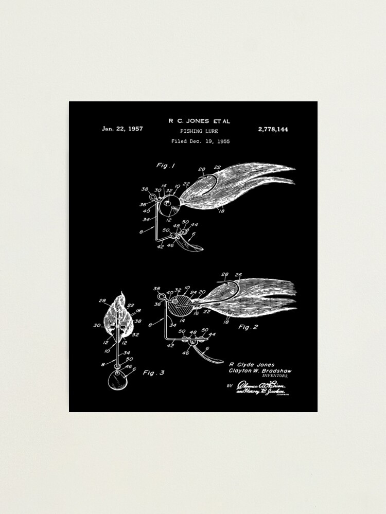 Blueprint Art - Fishing Lure Patent Print 1957 Photographic Print for Sale  by MadebyDesign