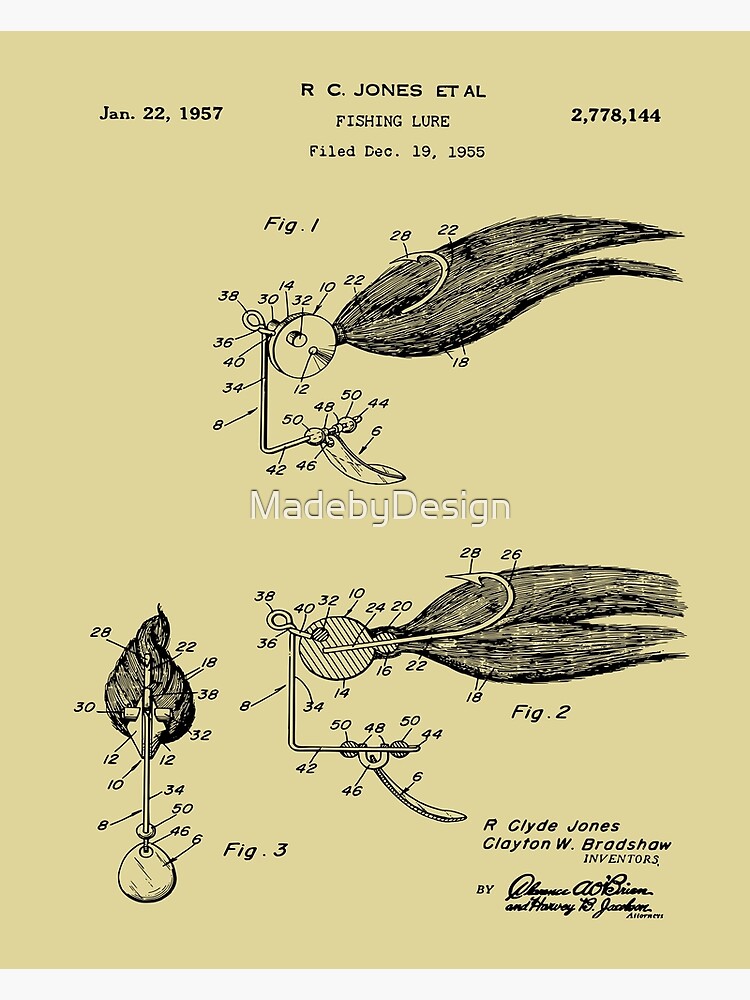 US Patent Prints - 1957 Fishing Lure Blueprint | Art Print