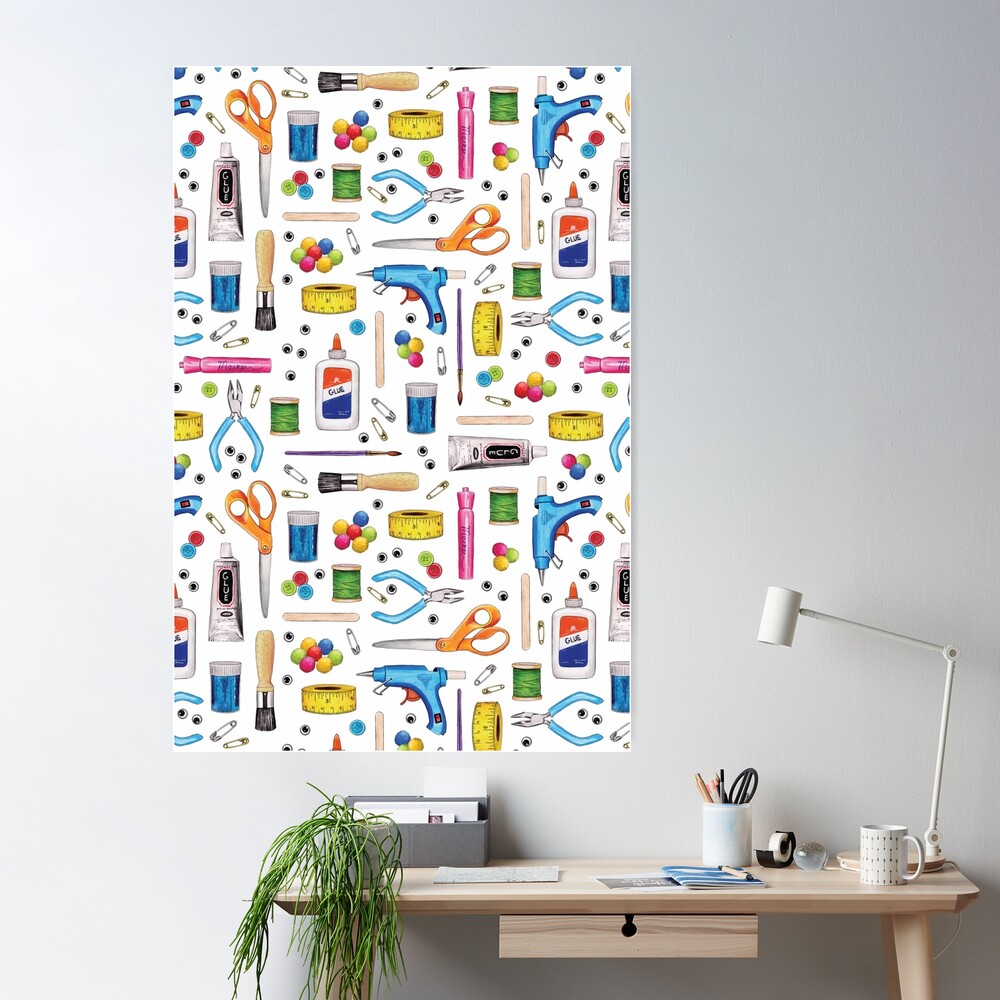 Cute Craft Supplies Pattern Poster for Sale by somecallmebeth