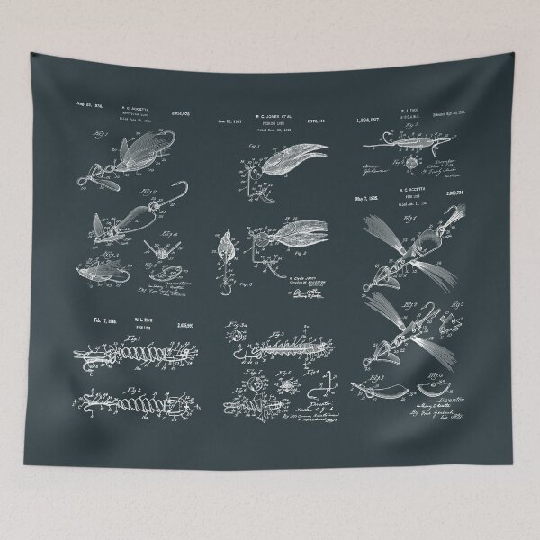 Item preview, Patent Prints - Vintage Fishing Lures Combo Blueprint Art designed and sold by MadebyDesign.