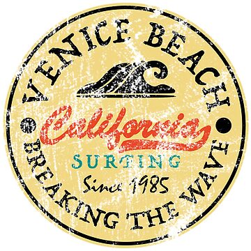 Aperçu de l'œuvre Autocollant de surf vintage Venice Beach California Surfing de TonySpencer