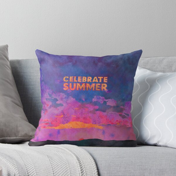 Item preview, Celebrate Summer Purple Sunset Scene Watercolor Painting designed and sold by AndreaHelmArt.