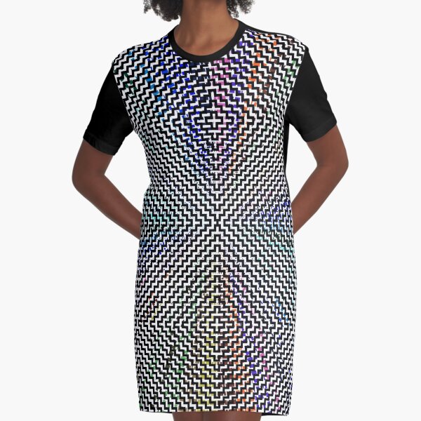 #Woven #Fabric #Parallel #Geometry Pattern Art Decoration Ornate Tapestry Colorfulness Graphic T-Shirt Dress