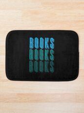 BOOKS BOOKS BOOKS in blue Bath Mat