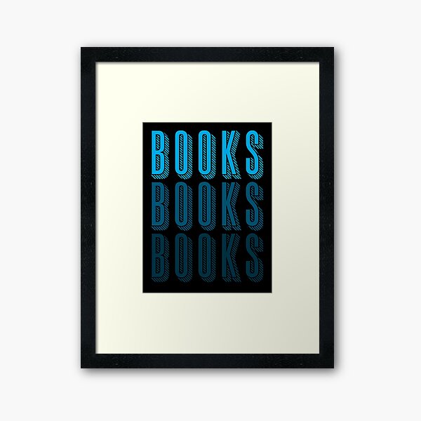 BOOKS BOOKS BOOKS in blue Framed Art Print