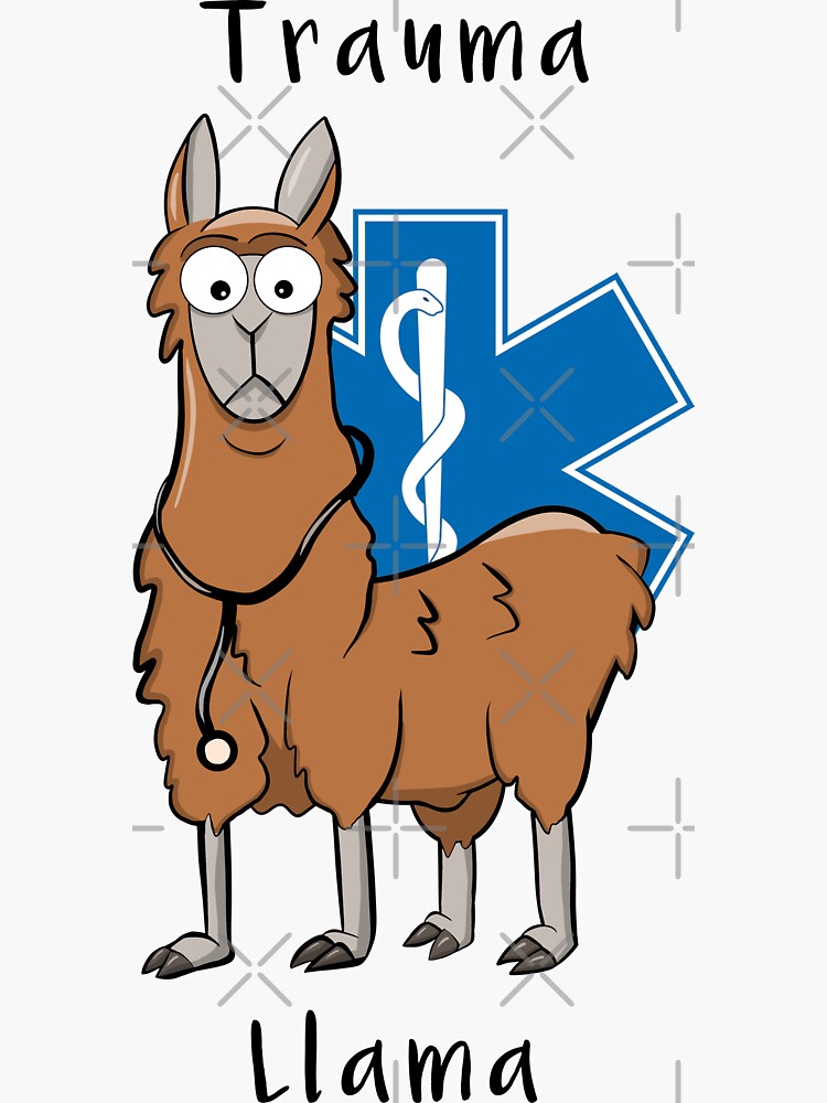 Thumbnail 3 of 3, Sticker, Trauma Llama EMT designed and sold by Granduds.