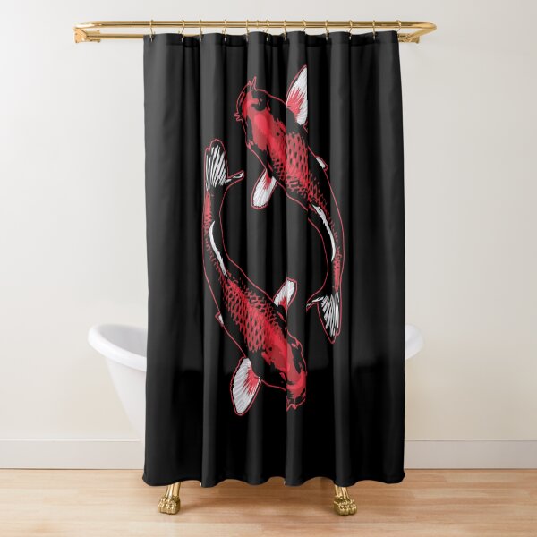 Japanese Butterfly Koi Yin Yang Shower Curtain