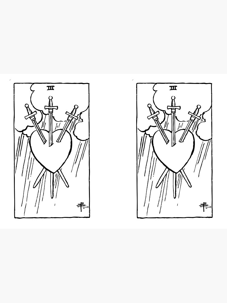 Tarot Card : 3 of Swords | Three of Swords black & white