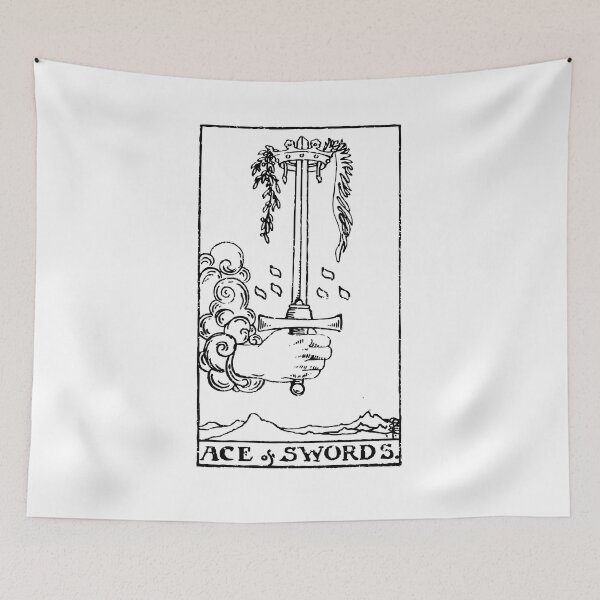 Item preview, Tarot Card : Ace of Swords  | One of Swords  black & white designed and sold by tarotcarddesign.