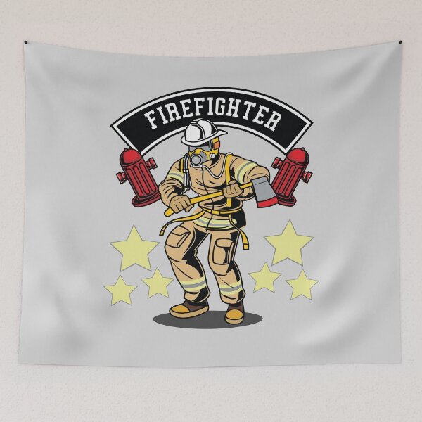 Item preview, Firefighter with ax breathing mask helmet and hydrant gift idea designed and sold by Fotogreasy.