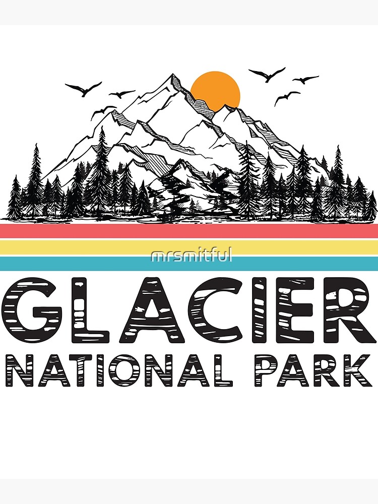 Vintage Glacier National Park Retro 80s Montana Mountain