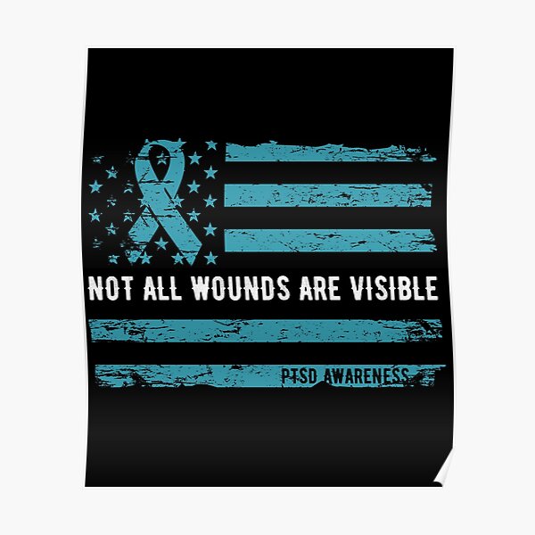 Multicolor 16x16 Vepa Posttraumatic Stress Disorder PTSD Awareness Not All Wounds Visible Military Tag USA Flag PTSD Gift Throw Pillow