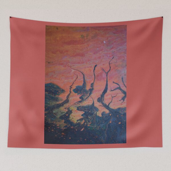 Item preview, desert forest, desert fire, acrylic pour designed and sold by myatticstudio.