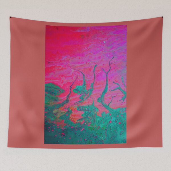 Item preview, desert forest, desert fire, acrylic pour 2 designed and sold by myatticstudio.