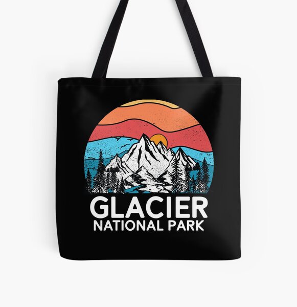 Vintage Glacier National Park Retro 80s Montana Mountain All Over Print Tote Bag