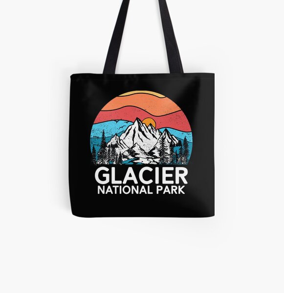 Vintage Glacier National Park Retro 80er Montana Berg Allover-Print Tote Bag