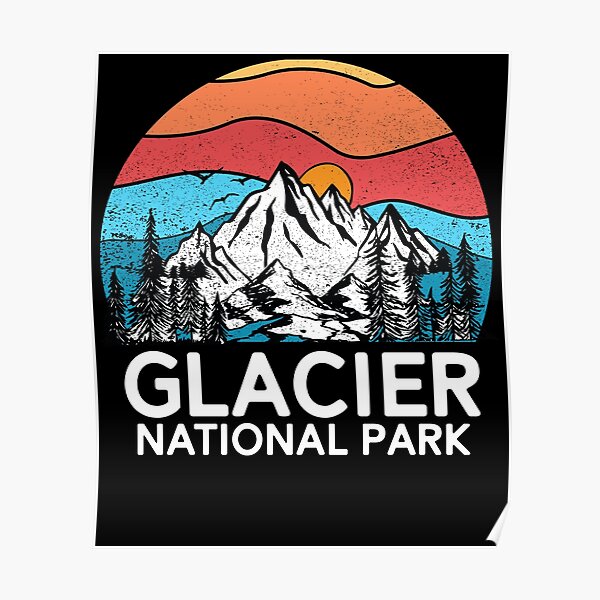 Vintage Glacier National Park Retro 80s Montana Mountain Poster