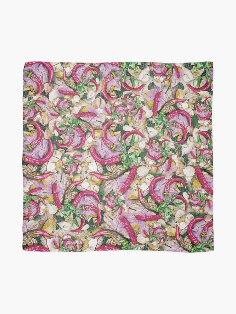 Alternate view of HOT SUMMER PEPPERS ON AUTUMN LEAVES 2 Scarf