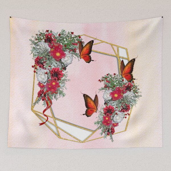 Item preview, Geometric Metallic-Gold & Blush, Burgundy flower bouquets designed and sold by NadineMay.
